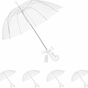 10 Pack Clear Umbrella Bulk, Bulk Umbrellas for Wedding, Transparent POE Auto Open Rain Umbrellas with Stainless Steel Frame, Large Canopy for Wedding Photography & Outdoor Events and Parties