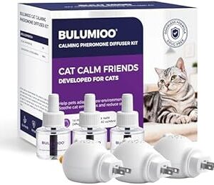 Cat Calming Pheromone Diffuser Set (Whole Home 3-Pack) – 3 Diffusers + 3 x 48ml Refills – Helps Reduce Spraying & Fighting – Unscented Stress Relief for Large Homes & Multi-Cat Areas