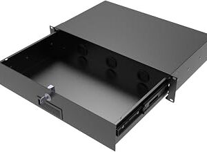 JINGCHENGMEI 2U Rack Drawer with Lock and Key, 19 Inch Rack Mount Server Cabinet Case, Sliding and Lockable Server Rack Drawer with Cable Management Holes, 10.8 inch Deep (2U10in)