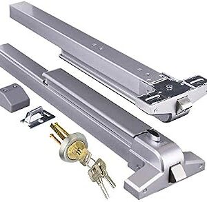 Door Push Bar Panic Exit Device with Exterior Lever Emergency Lock Stainless Steel Commercial Emergency Panic Exit Bar Handle Hardware for Metal Wood Door