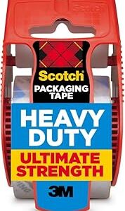 Scotch Heavy Duty Shipping Packing Tape, Clear, Shipping and Packaging Supplies, 1.88 in. x 27.7 yd., 1 Tape Roll with Dispenser