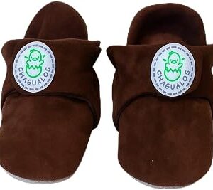 Baby Leather Booties Soft Sole – Brown | Newborn Shoes & Infant Booties 12-18 Months, Handmade Suede Slippers for Boys & Girls