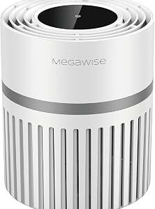MEGAWISE EPI810 Air Purifier forLarge Room, 215 sq ft Coverage, Real-Time Air Quality Monitor, Fragrance Sponge & Wildfire Smoke, Dust Removal