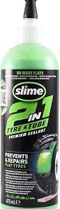 Slime 10193 Tire and Tube Sealant Puncture Repair Sealant, 2-in-1, Premium, Prevent and Repair, Suitable for Non-Highway Tires and Tubes, Non-Toxic, Eco-Friendly, 16oz Bottle