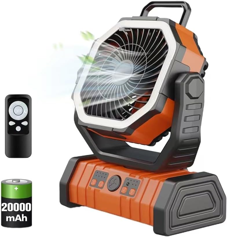 Ventiladores de camping con batería con linterna LED de luz LED 20000mAh recargable portátil con rotación de 360° - Imagen 5