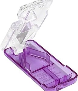 EZY DOSE Pill Cutter and Splitter with Dispenser, Safely Cuts Large, Small and Tiny Pills, Vitamins, Tablets in Half, Accurate and Easy Cutting, Stainless Steel Blade, Travel Sized, Purple, BPA Free
