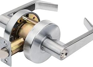 Dynasty Hardware Classroom Door Lock Keyed Lever Lockset, ADA Compliant, Grade 2 Heavy Duty Locking Handle for School, Classroom or Educational Facility, Satin Chrome Finish, Model AUG-03-26D
