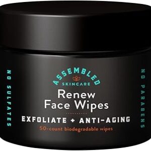 Renew Face Wipes, 50-Count (Pack of 1). Exfoliating, anti-aging, and pre-shave face wipes.