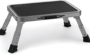 Jocauto Foldable Step Stool, Adjustable Step Stool with a Non-Slip Platform, Step Ladder with Thick Rubber Feet for Adults or Children in Kitchen, Bedroom, Office, Rv, 330 Lbs Capacity