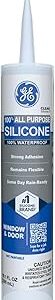 GE All Purpose Silicone Caulk, Clear, 10 fl oz Cartridge, 1 Pack - 100% Waterproof Silicone Sealant, Stronger Adhesion, Freeze & Sun Proof
