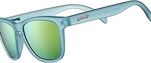 goodr Sunbathing with Wizards Polarized Sunglasses, Medium Sized (OG), Light Blue Translucent Frames with Gold Mirrored Reflective Lenses, UV400 Protection, No Slip, No Bounce