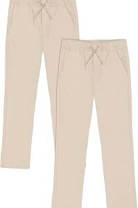Approved School Wear ASW Boys' School Uniform Pull on Stretch Twill Pants, Drawstring Waist, Multipack