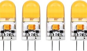 12V G4 LED Bulb 2W, 210lumen, AC/DC12V, Warm White 2700K, Non-dimmable, 20-35Watts Halogen Bulb Replacement JC G4 Base Bulb 4-Pack