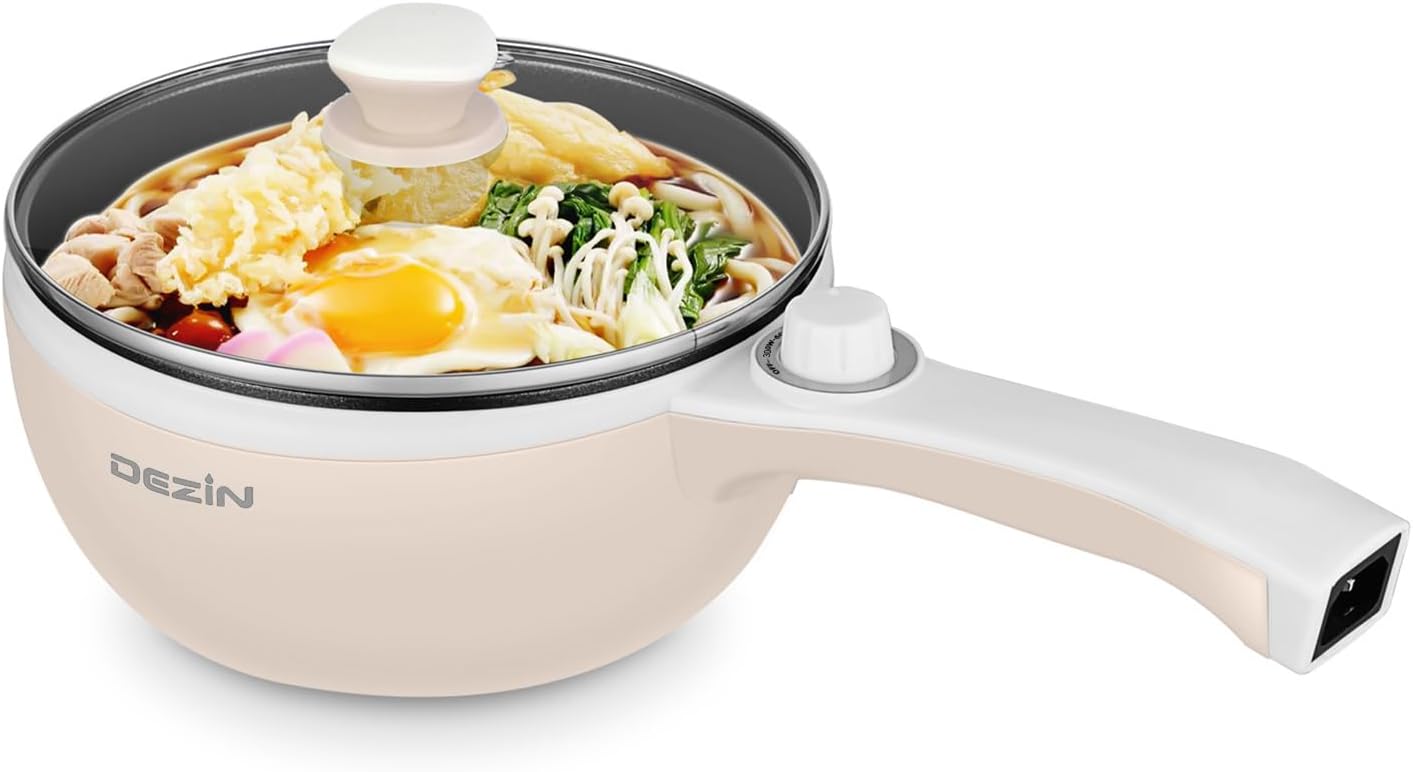 Dezin Olla Caliente Eléctrica Mejorada, Sartén Antiadherente, Olla Eléctrica Rápida para Fideos, Olla Caliente Portátil Mini de 1.5L - Imagen 5