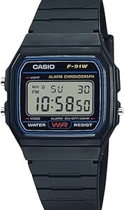 Casio F91W Series | Digital Watch | Water Resistant | LED Light | 1/100 SEC Stopwatch | Regular Time Keeping (HR, Min, SEC, PM, Date, Day) | Daily Alarm | Lightweight | 7 Year Battery