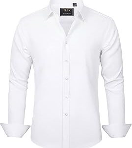 J.VER Men's Dress Shirts Solid Long Sleeve Stretch Wrinkle-Free Formal Shirt Business Casual Button Down Shirts