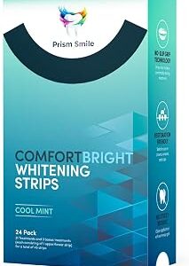ComfortBright Cool Mint Teeth Whitening Strips, 24 Pack with Bonus Treatments, No-Slip Grip Technology, Professional Whitening Treatment