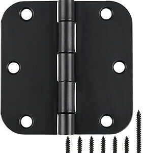 30 Pack Rounded Matte Black Door Hinges 3.5 Inch 5/8 Radius Interior 3 1/2 Flat Iron Bifold Residential Standard Bedroom Indoor for Doors 3 ½Hardware Control House Home Decor Essentials Accessories