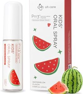 oh care Mouth Spray for Kids Toddler Toothpaste Helper Fluoride Free Baby Toothpaste Cavity Protection Oral Care with Natural P113+ Antibacterial Peptide for Newborns to Age 12 (Watermelon)