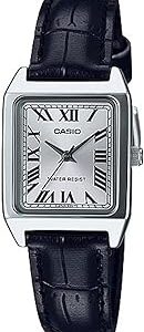Casio LTP-V007L-7B1 Women's Rectangular Leather Strap Silver Roman Dial Dress Watch