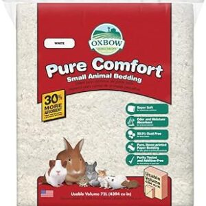 Oxbow Pure Comfort Bedding, Rabbit, Hamster, & Guinea Pig Bedding, Bunny Supplies for Litter Box, Pet Safe, Low Dust, White Paper, 72 Liter Bag