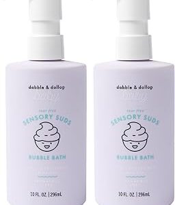 Dabble & Dollop Baby Sensory Suds™ Bubble Bath – Tear-Free, Fragrance-Free Baby Bubble Bath, Gentle Bubbles for Sensitive Baby Skin, pH-Balanced Bath Soak (2-Pack, 10 oz Each)
