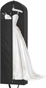 KEETDY 72 Wedding Dress Garment Bag for Travel with 4 Gusseted Long Hanging Dress Bags for Gowns for Women Garment Cover Clothes Storage for Closet, Black