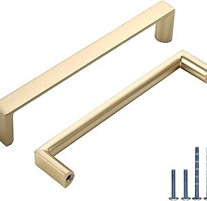 10 Pack 5 Inch(128mm) Kitchen Cabinet Handles Brushed Gold Cabinet Pulls Kitchen Cabinet Hardware Drawer Pulls for Dresser Cupboard Wardrobe