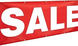 HunnmingRe 1 Pack 3x8 Feet Large Sale Banner Vinyl Sign for Retail Store Reusable Weatherproof Signs with Metal Grommets Outdoor Indoor Advertising Business Marketing Store Office Yard