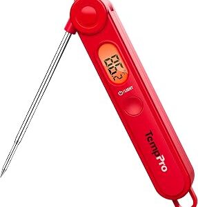 TempPro TP03B Digital Meat Thermometer for Cooking, Instant Read Thermometer with Backlight, Kitchen Food Thermometer for Grill Smoker BBQ Oil Deep Fry Candy Bread Coffee (Previously ThermoPro)