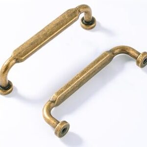 3 Inch(76mm) Hole Center Antique Brass Zinc Alloy Solid Cabinet Pulls,Vintage Retro Dresser Cabinet Handles Luxury Cabinet Pull Hardware for Bedroom, Kitchen 6 Pack