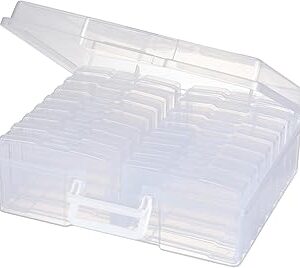 novelinks Transparent 4 x 6 Photo Organizers and Photo Storage Box with Handle, 16 Inner Photo Cases, Portable Picture Organizers & Photo Storage Containers (Clear)
