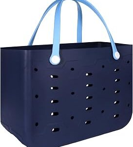 PoVwlty Rubber Beach Bag for Men & Women, Water-resistant Travel Tote Bag for the Beach Boat Pool