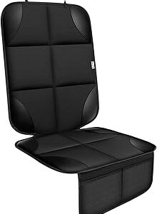 Meolsaek Car Seat Protector for Child Car Seat, Durable 600D Fabric Waterproof Car Seat Cover with Thick Pad Non-Slip Backing，No Imprints (Black 1pc)