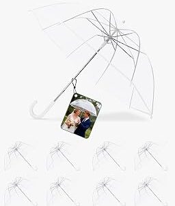 8 Pack Clear Bubble Umbrella - Large Canopy Transparent Dome Coverage Umbrella Bulk | Windproof Clear Umbrellas for Rain | Firm and Durable, Dome Umbrellas for Wedding Bride Groom Photography Golf Outdoor