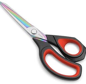 LIVINGO Premium Tailor Scissors Heavy Duty Multi-Purpose Titanium Coating Forged Stainless Steel Sewing Fabric Leather Dressmaking Comfort Grip Shears Professional Crafting (9.5 INCH)