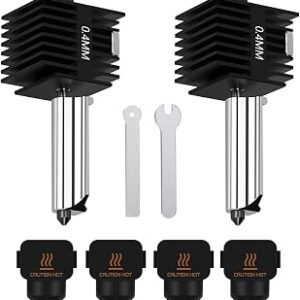 HzdaDeve 2 Pack A1 Mini/A1 Hotend Print Head Hot End Kit Extruder Upgrade High-Temperature 0.4MM Hardened Steel Nozzle Replacement with 4PCS Silicone Cover Sock for Bambu Lab 3D Printer Accessories