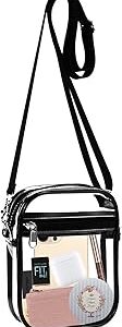 Fibrdoo Clear Crossbody Purse Bag, Clear Bag Stadium Approved with Front Pocket for Concerts Sports Festivals