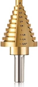 ZELCAN 10 Sizes Titanium Step Drill Bit, 1/4 to 1-3/8 Inches High Speed Steel Drill Cone Bits for Sheet Metal Hole Drilling Cutting, HSS Multi Size Hole Stepped Up Unibit for DIY Lovers Electrician