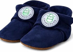 Baby Leather Booties Soft Sole – Royal Blue | Newborn Shoes & Infant Booties 12-18 Months, Handmade Suede Slippers for Boys & Girls