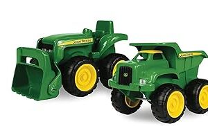 TOMY John Deere Vehicle Set - Includes Dump Truck Toy and Tractor Toy with Loader - Kids Outdoor Toys - Kids Construction and Sandbox Toys - 6 Inches - 2 Count - Ages 18 Months and Up
