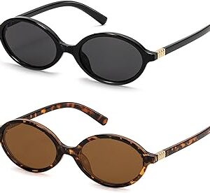 ViewJoy Retro Oval Sunglasses for Women Vintage 90s Y2K Trendy Designer Sun Glasses
