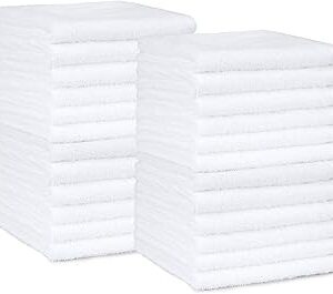 Amazon Basics Highly Absorbent, Fast Drying 100% Cotton Washcloths for Bathroom, Machine Washable, Soft, 12 x 12 in, White, 60-Pack
