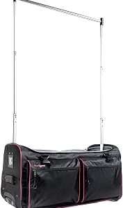 Ecogear Dance Bag with Garment Rack, 28 Inch Rolling Duffel Ideal for Dance Competition & Travel, Wheeled Upright Luggage with Easy-assembly Lightweight Aluminum Clothes Rack, Black/Pink
