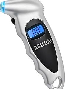 AstroAI Digital Tire Pressure Gauge 0-150PSI Calibrated to ANSI B40.7 +/-1PSI, Accurate in 0.1 Increments, 4 Units for Car Truck Bicycle with Backlight LCD, Silver