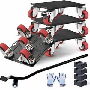 Sytopia 4000 LBS Penta Move Fruniture Movers, Furniture Movers with Wheels, Heavy Duty Furniture Dolly, 360° Rotation Wheels with Brakes, Safe and Easy Move for Furniture/Appliances (6.3 Inch, Red)