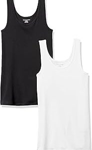 Amazon Essentials Women's Slim-Fit Scoop Neck Tank Top, Pack of 2