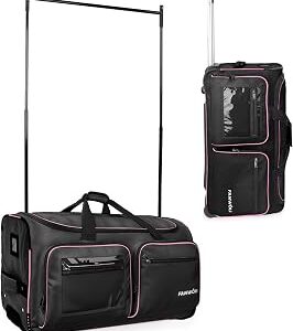 Fanwoli 23 Dance Bag with Garment Rack | Upgraded Stable System & Fabric | More Lightweight & Wear-Resistant | Ideal Competition Rolling Duffle Bag