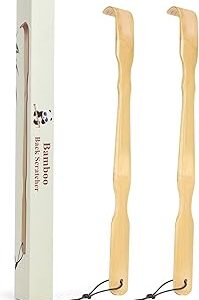 YIMICOO 2 Pack Wooden Bamboo Back Scratcher, 17 Inch Long Handle Back Scratchers for Adults Men Women, with Beautiful Gift Packaging