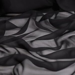 8 Momme 100% Pure Mulberry Silk Georgette Fabric by The Yard, 44 Wide Breathable & Lightweight Textured Silk Cloth for Sewing Dresses, Scarves, Curtains & DIY Crafts Sewing (036-Black, 1 Yard)